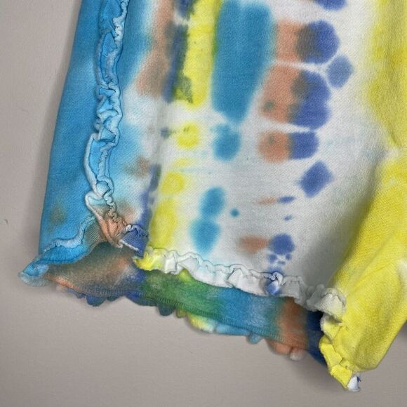 GENERATION LOVE Womens Jay Ruffle Sweat Shorts NEW Blue Multi Tie-Dye Sz Large L - Picture 6 of 12